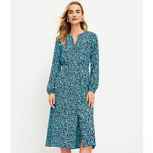 Loft blue floral midi dress. Size 10. RS 29